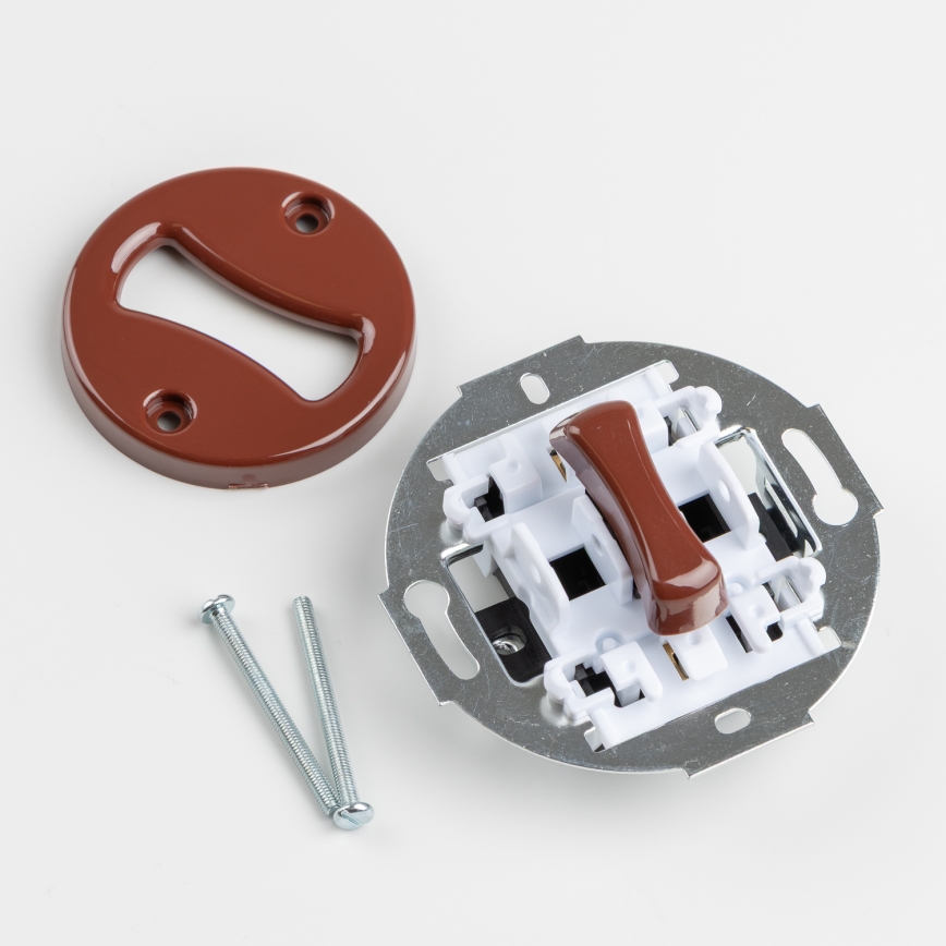 Kliklap - Interruttore unipolare retrò con cornice n. 1 marrone