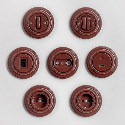 Kliklap - Interruttore unipolare retrò con cornice n. 1 marrone