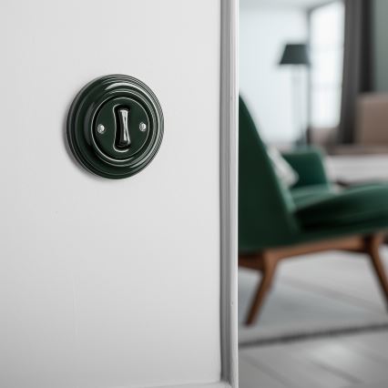 Kliklap - Interruttore unipolare retrò con cornice n. 1, verde