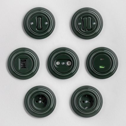 Kliklap - Interruttore unipolare retrò con cornice n. 1, verde