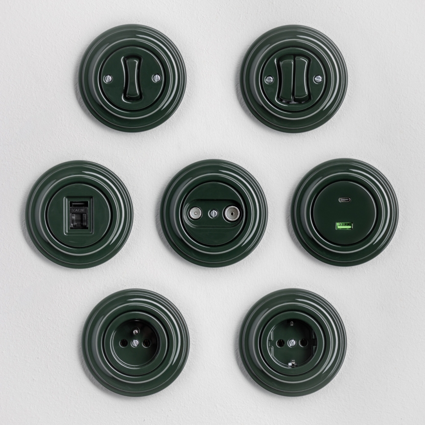 Kliklap - Interruttore unipolare retrò con cornice n. 1, verde