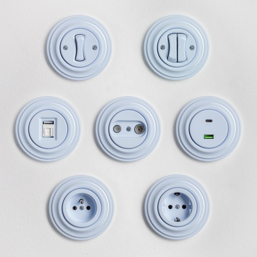 Kliklap - Interruttore vintage per scale senza cornice no 6 blu