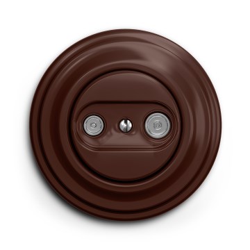 Kliklap - Presa da parete TV+R (passante) in stile retrò con cornice marrone