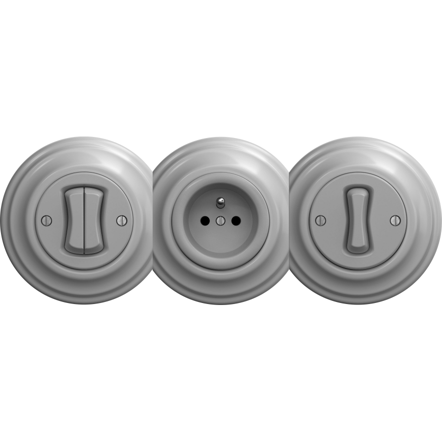 Kliklap - Presa di corrente vintage senza cornice SCHUKO 230V/16A grigio