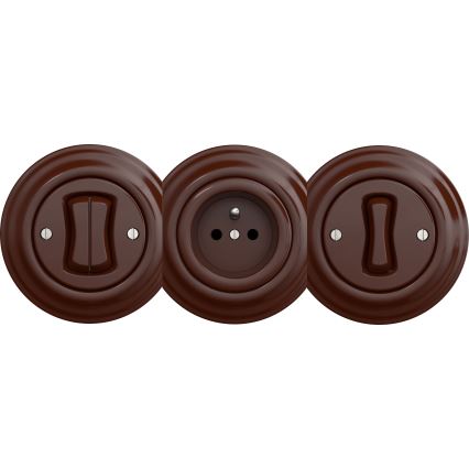 Kliklap - Presa di corrente vintage senza cornice SCHUKO 230V/16A marrone