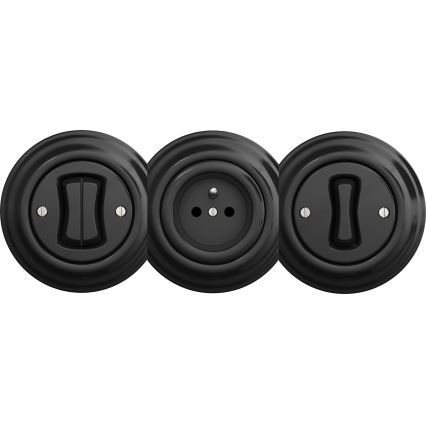 Kliklap - Presa di corrente vintage senza cornice SCHUKO 230V/16A nero
