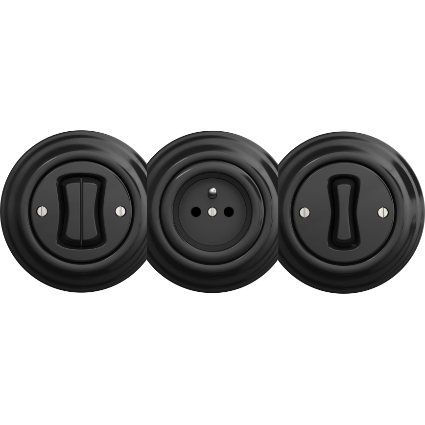 Kliklap - Presa di corrente vintage senza cornice SCHUKO 230V/16A nero