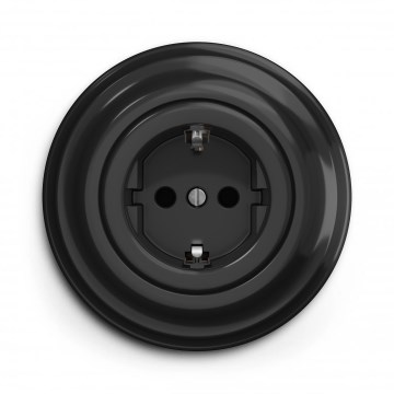 Kliklap - Presa domestica in stile retrò con cornice SCHUKO 230V/16A nera