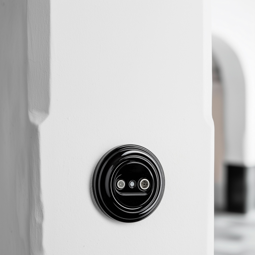 Kliklap - Presa passante TV+R in stile retrò con cornice nera