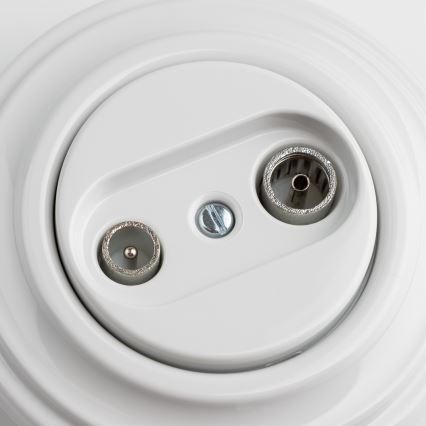 Kliklap - Presa terminale TV+R in stile retrò con cornice, ceramica bianca