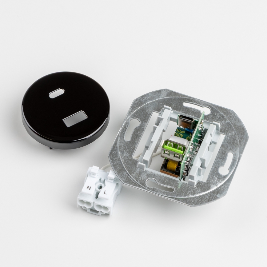 Kliklap - Presa USB retro A+C con cornice nera