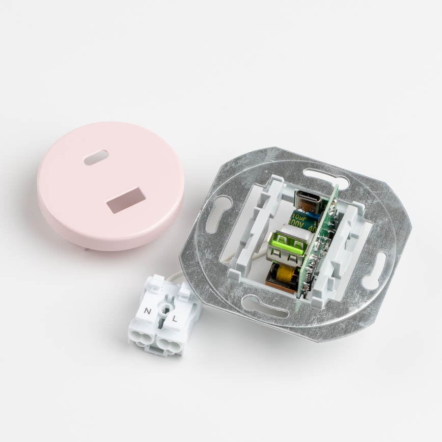 Kliklap - Presa USB retrò A+C con cornice, rosa antico