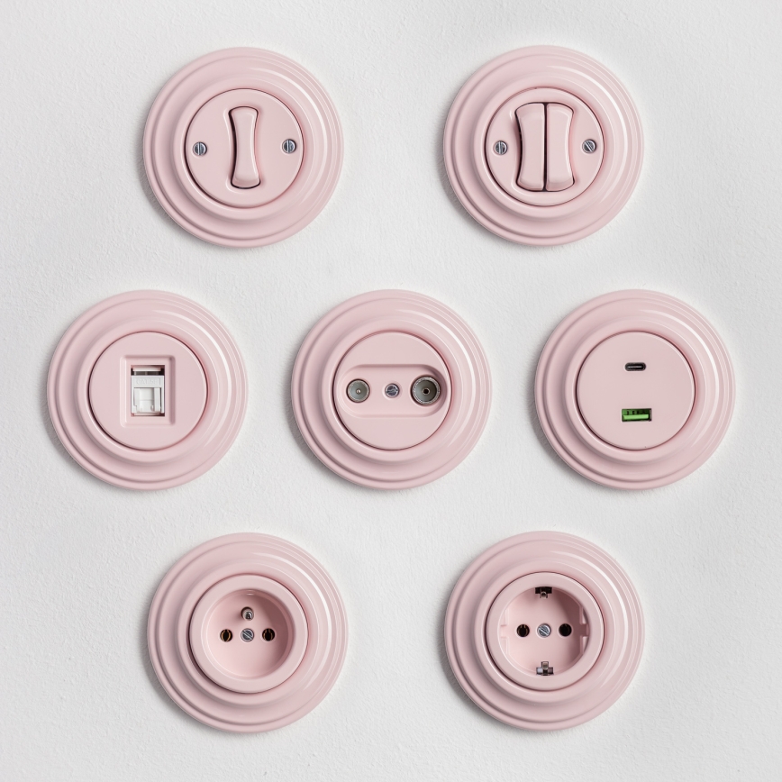 Kliklap - Presa USB retrò A+C con cornice, rosa antico
