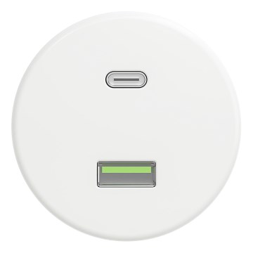 Kliklap - Presa USB retrò A+C senza cornice, bianco neve