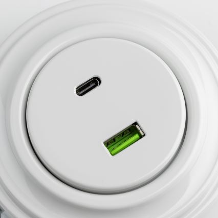 Kliklap - Presa USB retrò con porte USB-A e USB-C, cornice in ceramica bianca