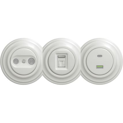 Kliklap - Presa USB vintage A+C senza cornice bianco