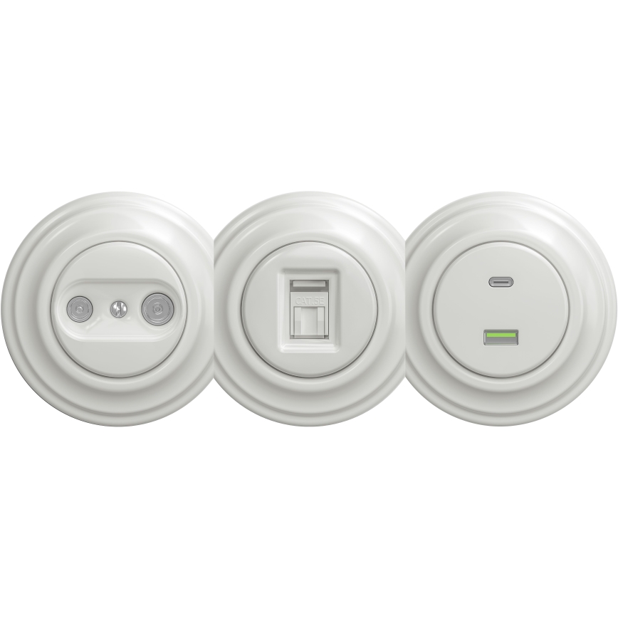 Kliklap - Presa USB vintage A+C senza cornice bianco