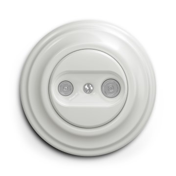 Kliklap - Prise murale terminale TV+R au design rétro avec cadre en céramique blanche
