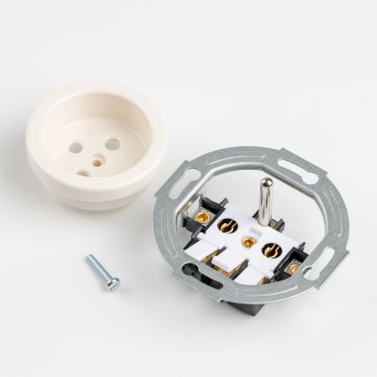 Kliklap - Prise murale triple rétro avec cadre 230 V beige