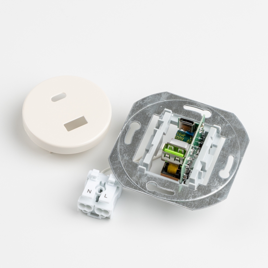 Kliklap - Prise murale USB A+C rétro avec cadre beige