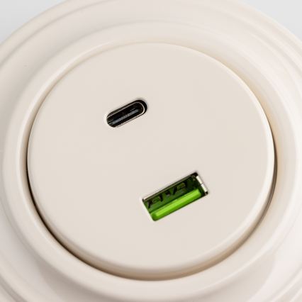 Kliklap - Prise murale USB A+C rétro avec cadre beige