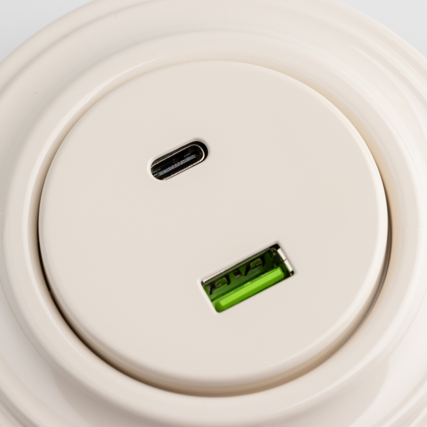 Kliklap - Prise murale USB A+C rétro avec cadre beige