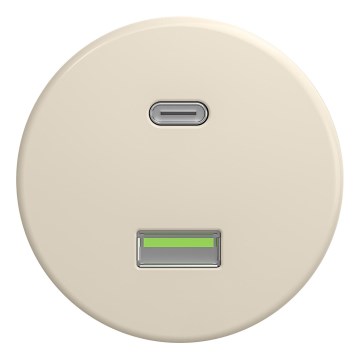 Kliklap - Prise murale USB rétro A+C sans cadre beige