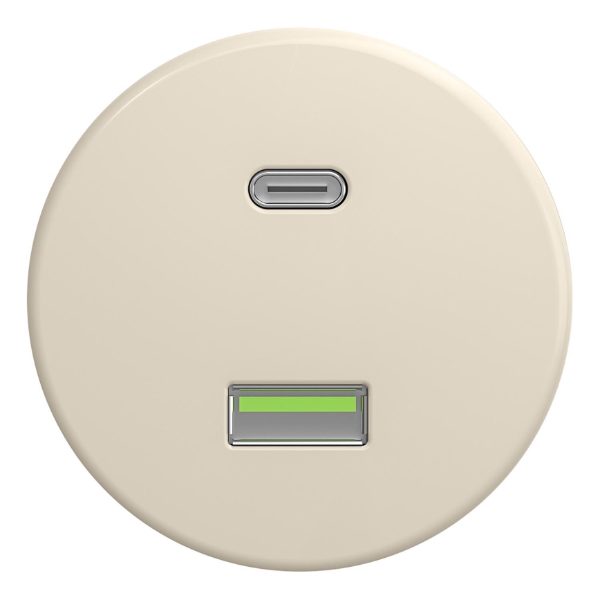 Kliklap - Prise murale USB rétro A+C sans cadre beige