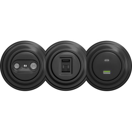 Kliklap - Prise USB rétro A+C sans cadre anthracite