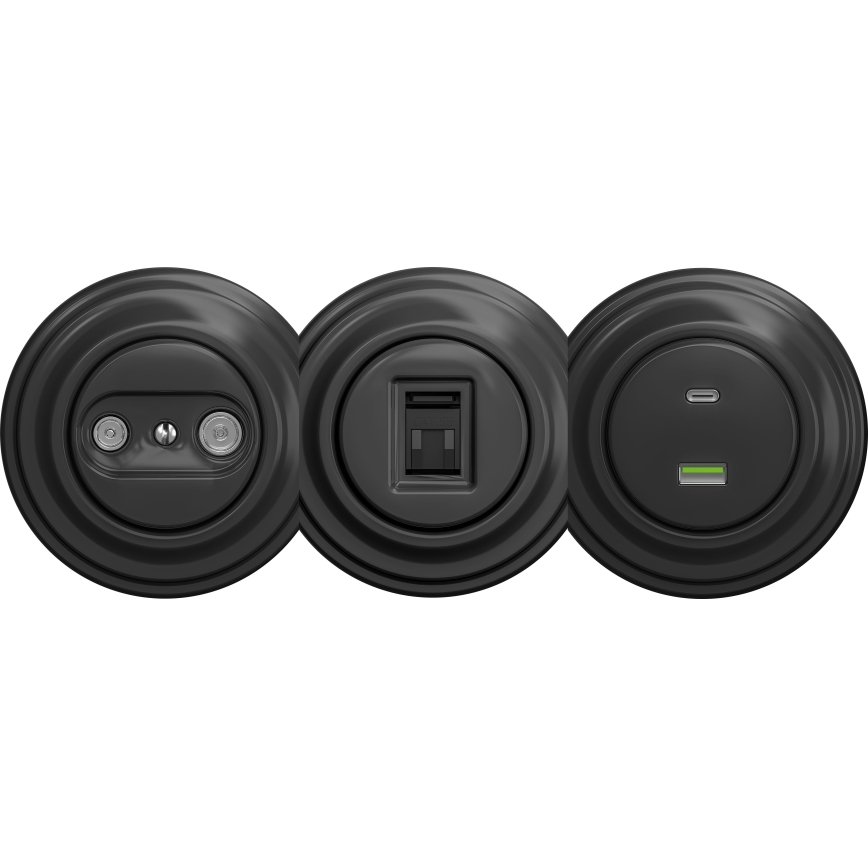 Kliklap - Prise USB rétro A+C sans cadre anthracite