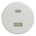 Kliklap - Prise USB rétro A+C sans cadre blanc
