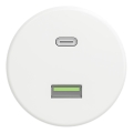 Kliklap - Prise USB rétro A+C sans cadre, blanc neige
