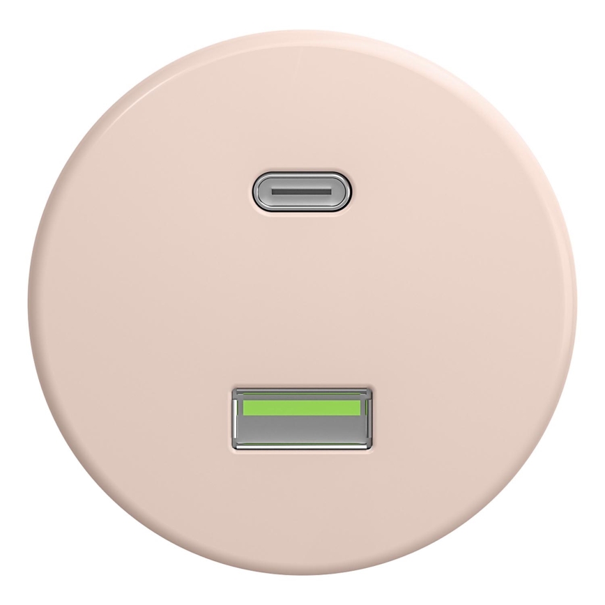 Kliklap - Prise USB rétro Type A + Type C sans cadre, vieux rose