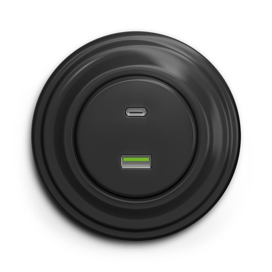 Kliklap - Prise USB vintage A+C anthracite