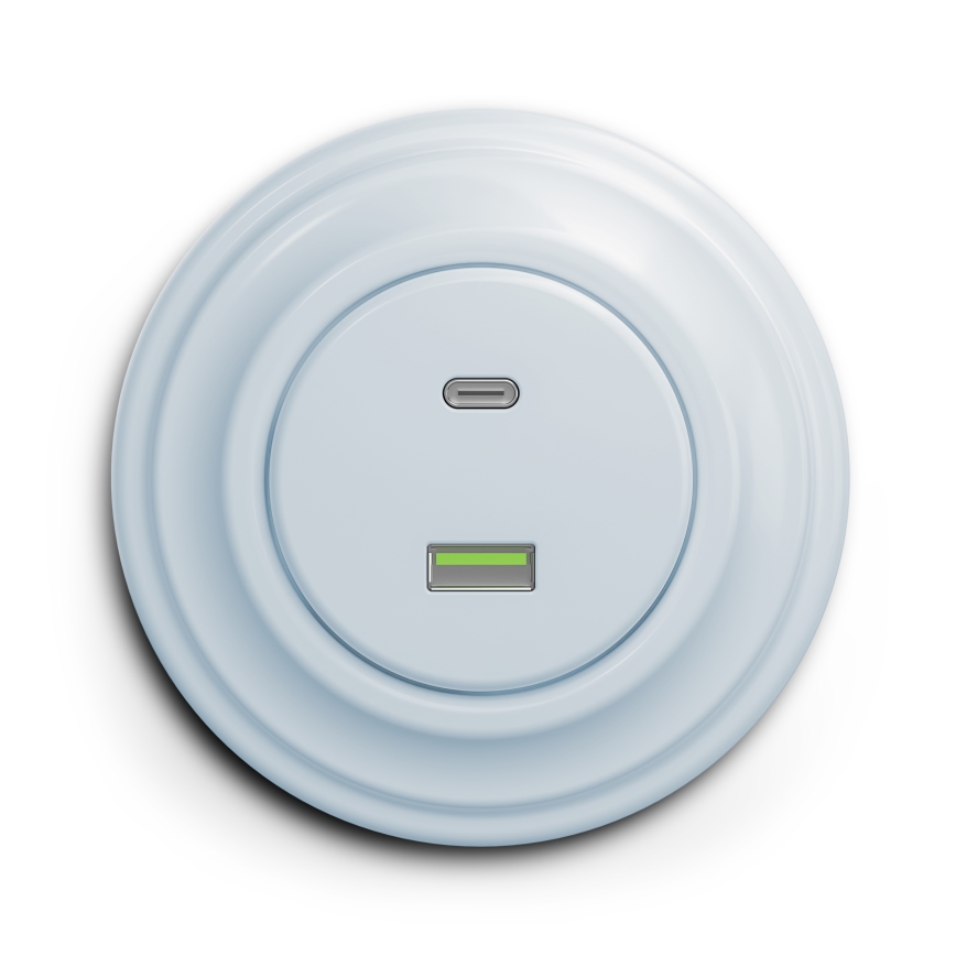 Kliklap - Prise USB vintage A+C bleu