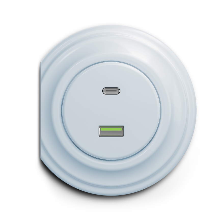 Kliklap - Prise USB vintage A+C bleu