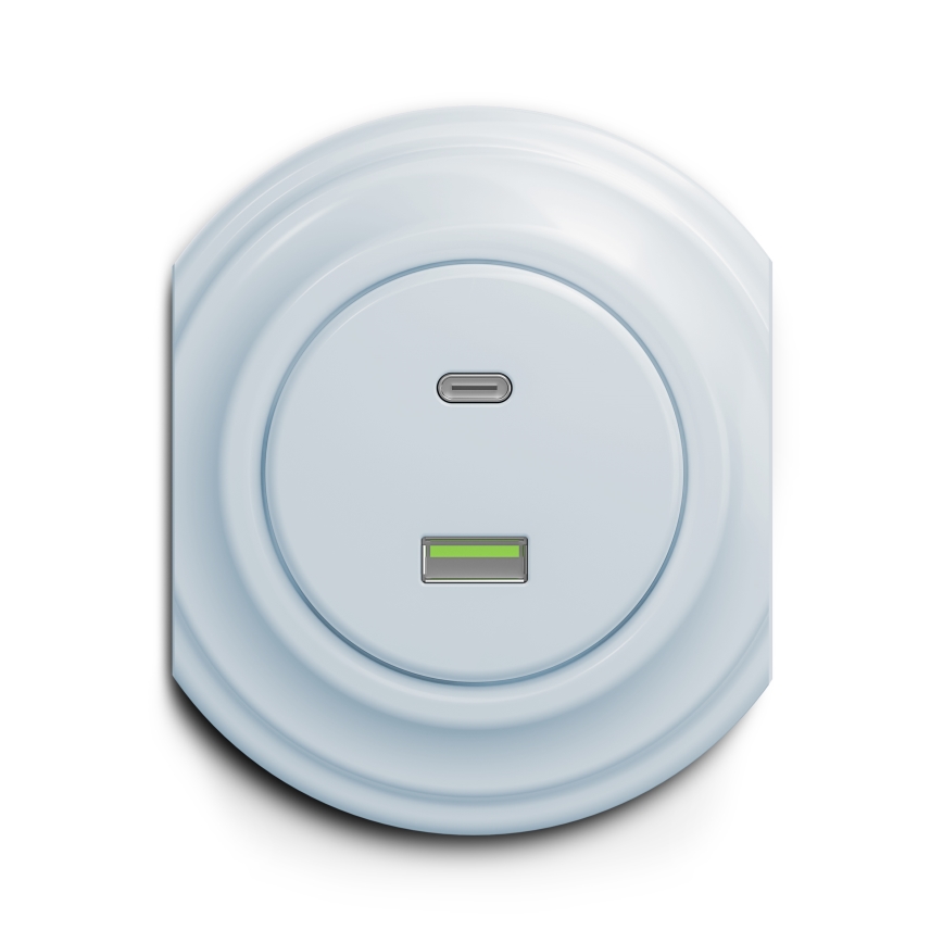Kliklap - Prise USB vintage A+C bleu