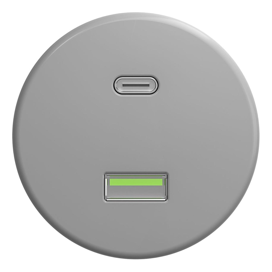Kliklap - Prise USB vintage A+C gris