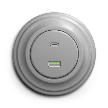 Kliklap - Prise USB vintage A+C gris