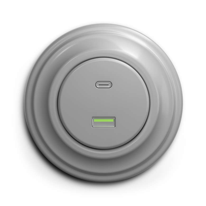 Kliklap - Prise USB vintage A+C gris