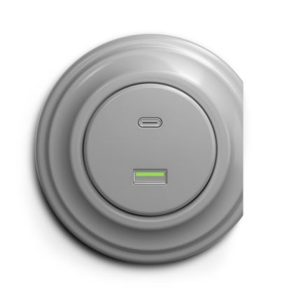 Kliklap - Prise USB vintage A+C gris