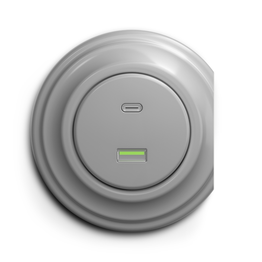 Kliklap - Prise USB vintage A+C gris