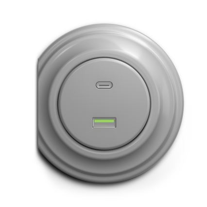Kliklap - Prise USB vintage A+C gris