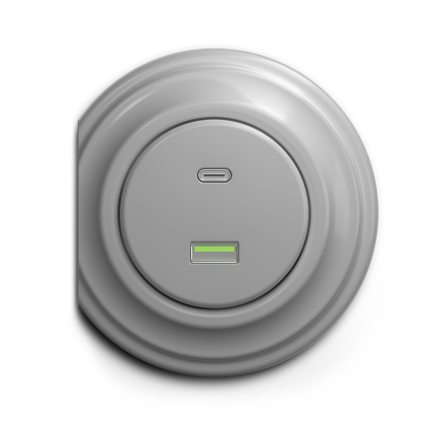 Kliklap - Prise USB vintage A+C gris