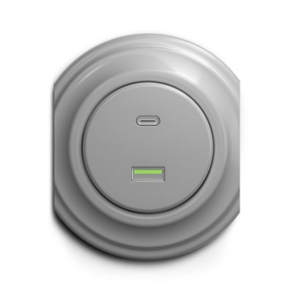 Kliklap - Prise USB vintage A+C gris