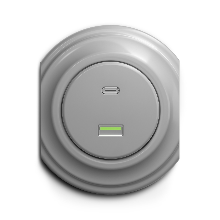 Kliklap - Prise USB vintage A+C gris