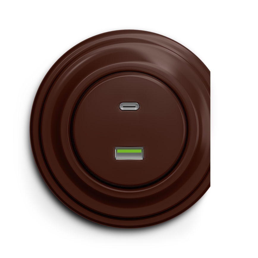 Kliklap - Prise USB vintage A+C marron