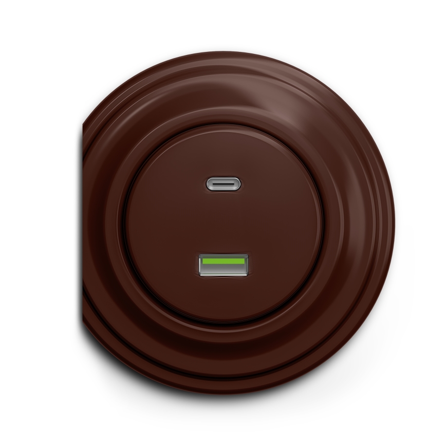 Kliklap - Prise USB vintage A+C marron
