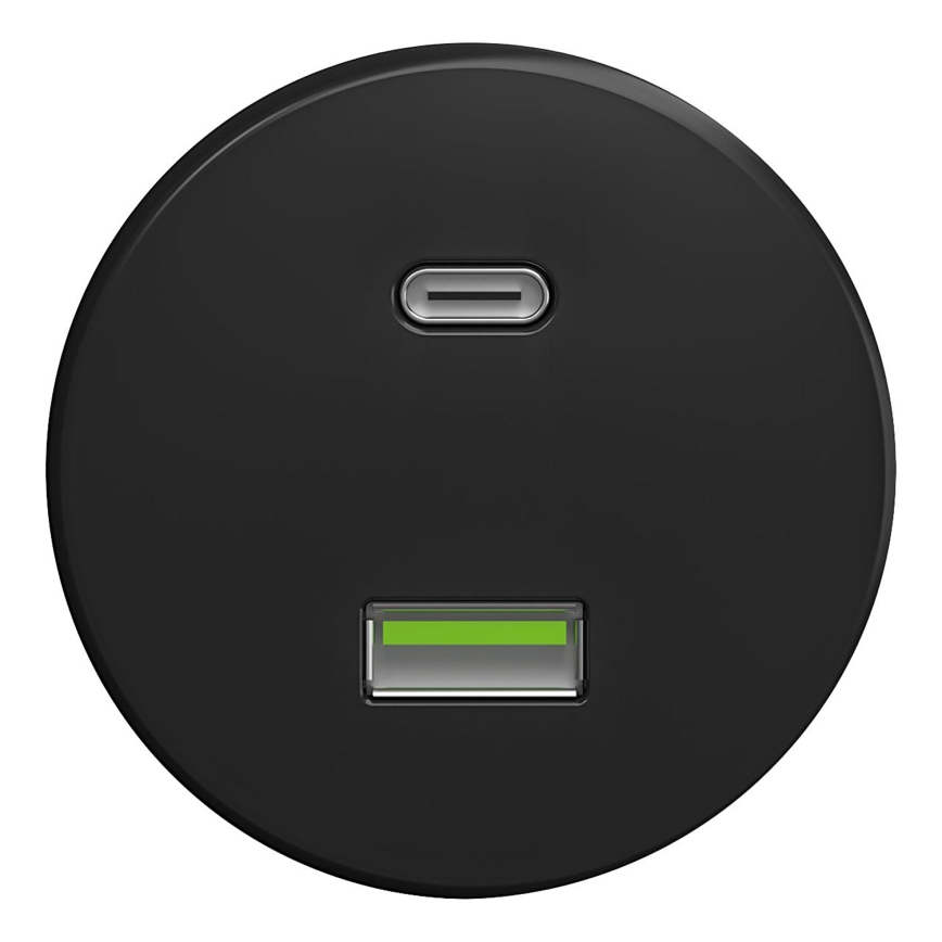 Kliklap - Prise USB vintage A+C noir