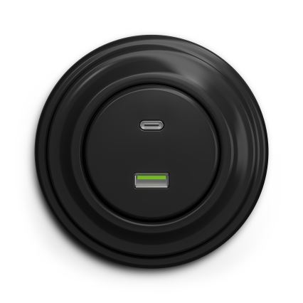 Kliklap - Prise USB vintage A+C noir